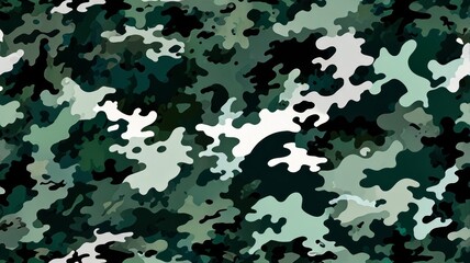 Seamless camouflage background, green white pattern.