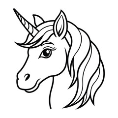 Magical Unicorn Line Art Illustration with Elegant Flowing Mane
