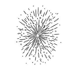 Obraz premium Hand Drawn Bursting Star on White Background