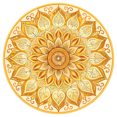Golden ornamental round ornament on white background(round mandala)