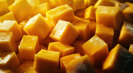 Close-up of cubed butternut squash