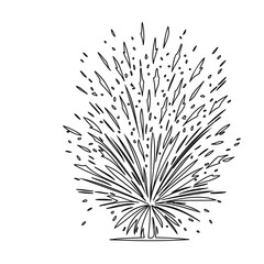 Fototapeta premium Festive Hand Drawn Fireworks Explosion Isolated