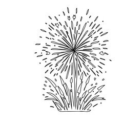 Naklejka premium Floral Fireworks Display in a Hand-Drawn Style