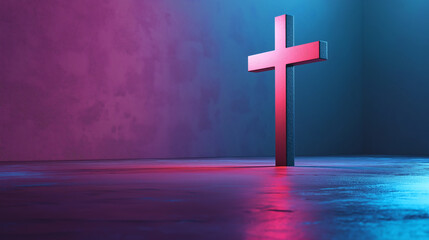 Naklejka premium Glowing Christian Cross