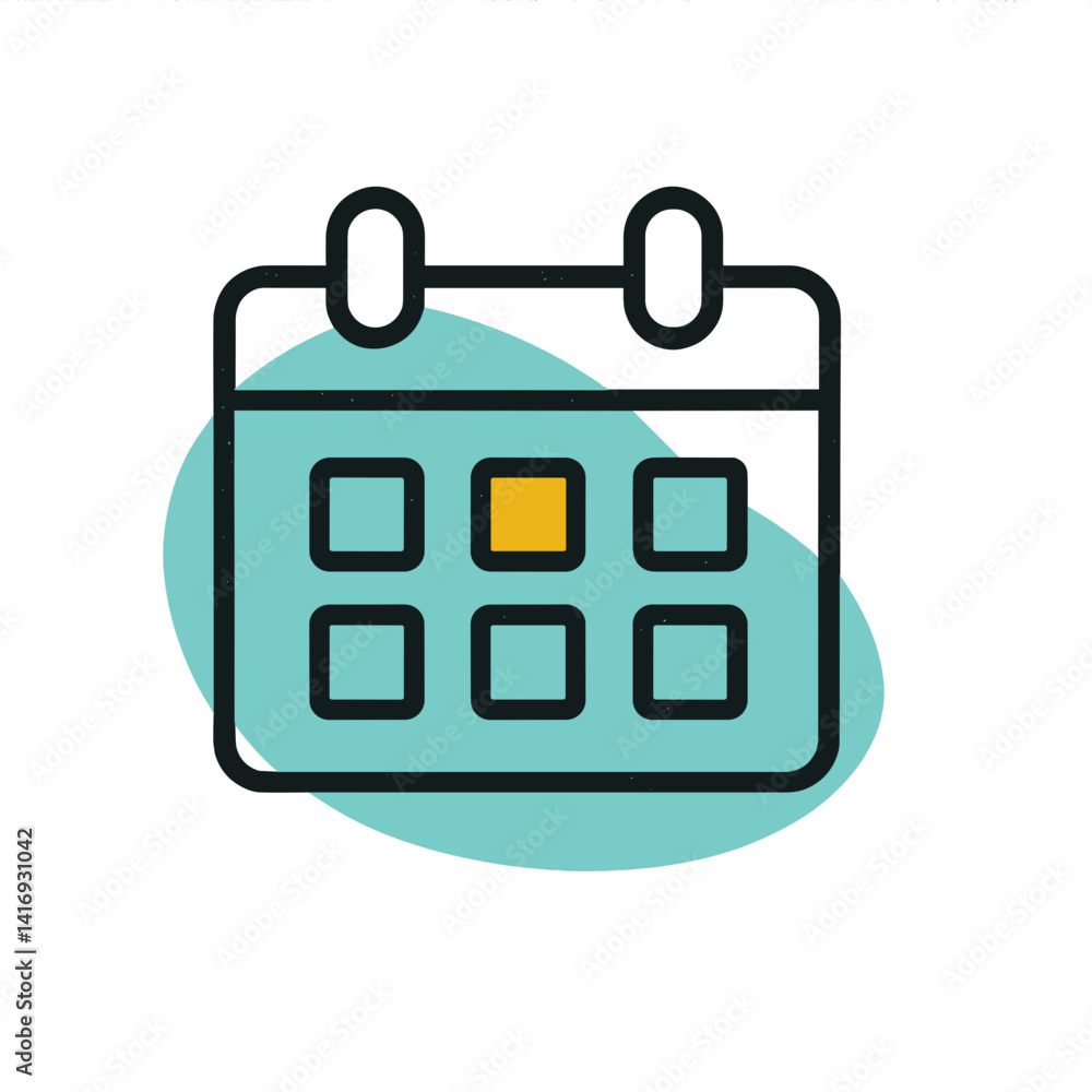 Poster calendar icon with highlighted date on abstract background