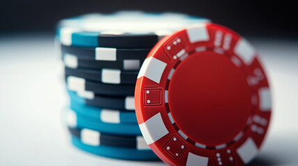 Casino Night Colorful Poker Chips Stacked Neatly