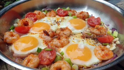 spiegelei mit garnelen