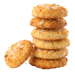 Stack of coconut cookies isolated on white background