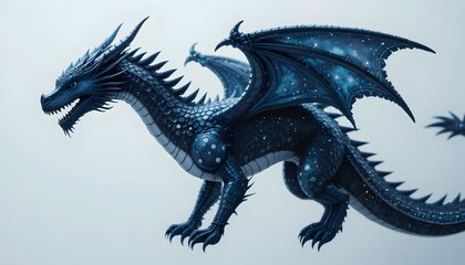 Fototapeta premium Cosmic Dragon Nebula Scales and Stellar Wings Illustration