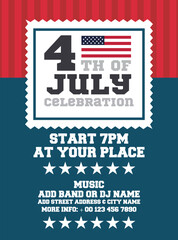 4th of July celebration poster flyer or social media post design
