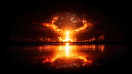 Majestic rocket launch illuminating the night sky