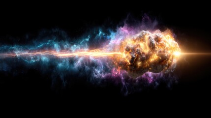 Cosmic explosion with vibrant energy and colors