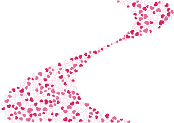 ハート柄の背景 赤系の3色 フチと単色 ハート