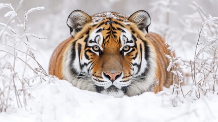 Majestic Siberian Tiger in Winter Wonderland