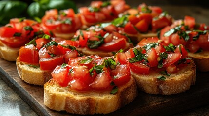 Fresh tomato bruschetta on toasted bread