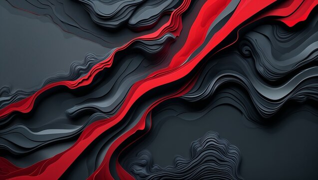 Dark gray and deep red intersecting in bold jagged lines resembling the power of lava flowing