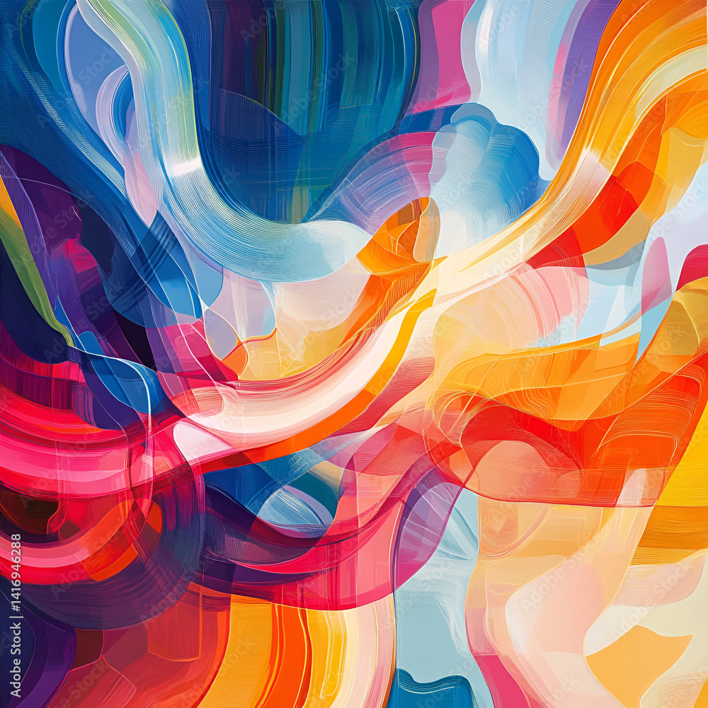Poster vibrant abstract composition art gallery digital artwork colorful environment close-up view dynamic 