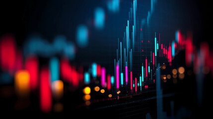 Business and financial stock market, Economic graph with diagrams, bitcoin and cryptocurrency, Futures, Business investment and stock trading on dark background - Generated by Generative A