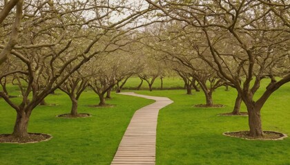 Row of cherry blossom tree in springtime, Kyoto in Japan.
1