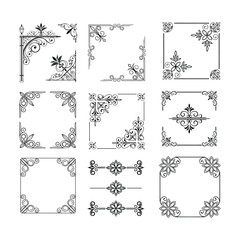 Vintage Floral and Ornate Frame Decorations - Black and White Decorative Borders