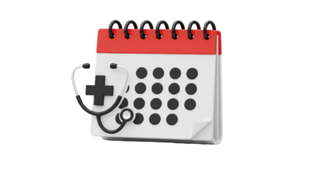 Isolated Calendar with Stethoscope for Medical Appointment Reminder