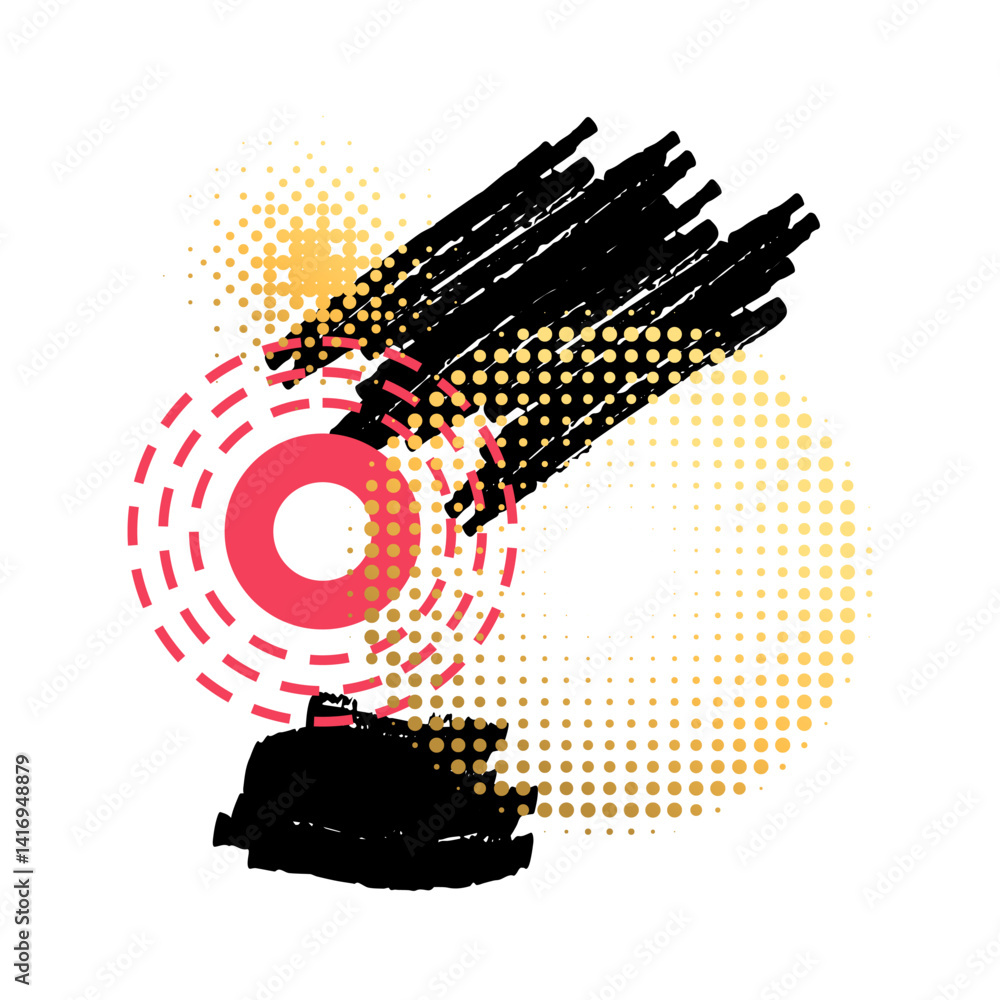 Poster circles composition. geometric shapes. circular and concentric forms. lines ring. abstract brushstro