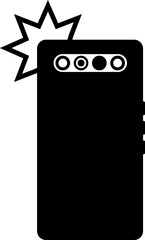 Photo on smartphone with flash. Smartphone, Selfie, Flash icon