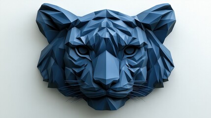 Geometric tiger head sculpture