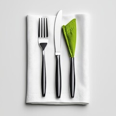 Clean Minimalist Flatlay of Fork Knife and Napkin