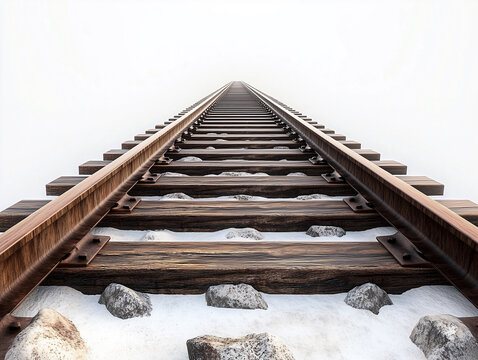 Wooden Railway Disappearing into the Mist
