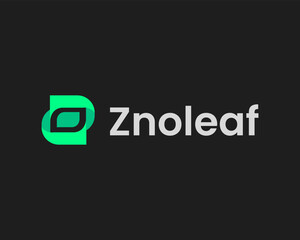 Z with leaf modern app logo design vector template
