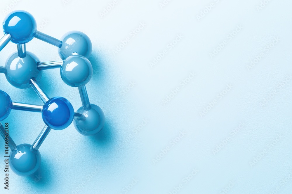 Poster abstract molecular structure on soft blue background for science concepts