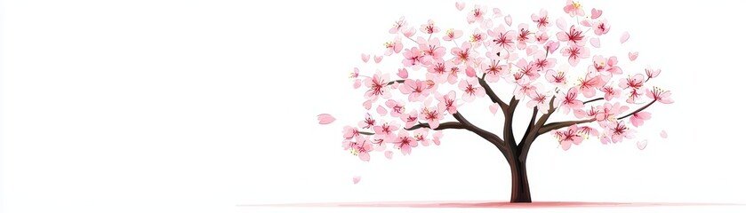 Fototapeta premium Beautiful cherry blossom tree with pink flowers and petals