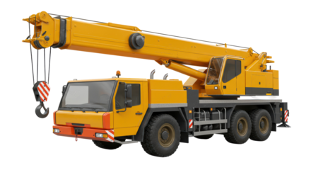 Isolated Yellow Mobile Crane Vehicle