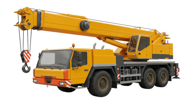 Isolated Yellow Mobile Crane Vehicle