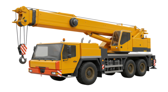 Isolated Yellow Mobile Crane Vehicle