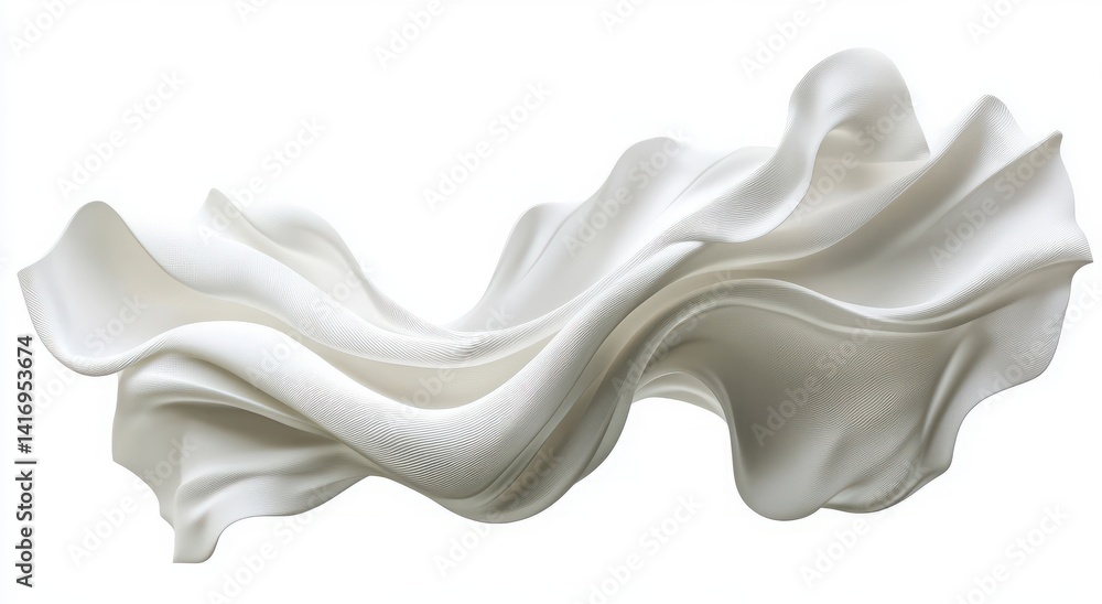Poster elegant white fabric flowing in soft curves and waves capturing light and shadow in a minimalist sty