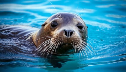 Fototapeta premium Seals swimming in clear blue water