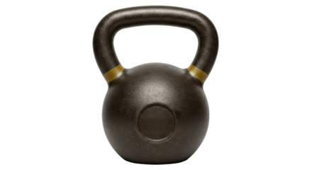 Isolated Dark Brown Kettlebell with Gold Accents