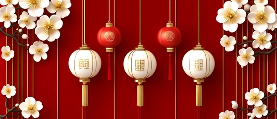 Lunar New Year Lanterns  Blossoms.