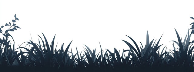 A silhouette of tall grass against a white background