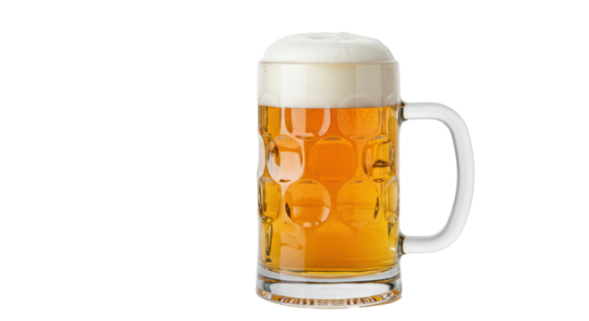 Isolated Glass Beer Mug with Frothy Head