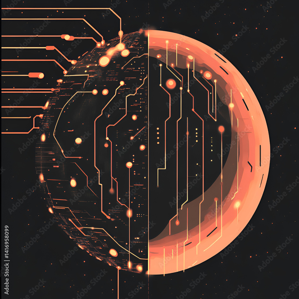 Poster exploring digital transformation virtual realm graphic design futuristic atmosphere abstract viewpoi