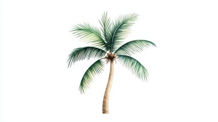 Lush green palm tree isolated on white background for design use