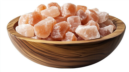 Wooden Bowl Filled with Pink Himalayan Salt
