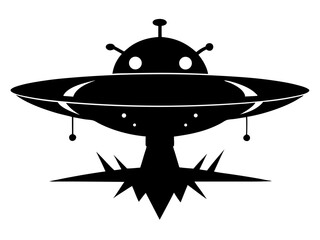 Alien Ship Silhouette Vector Design, UFO SVG Clipart, Spaceship Icon