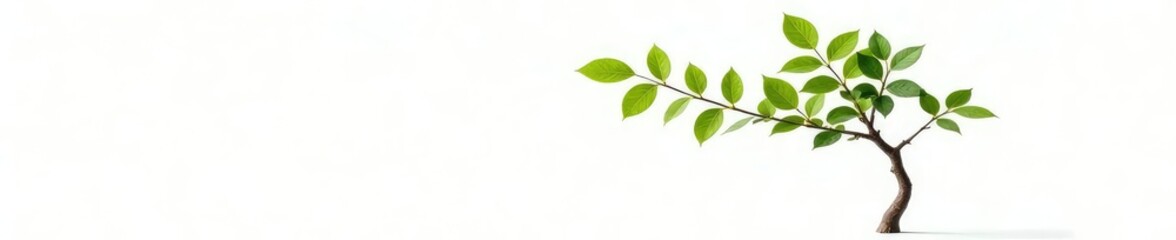 Obraz premium Thin and flexible branches of a small tree isolated on white background, leaves, small