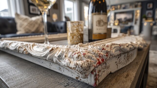 Distressed white vintage frame, shabby chic style, adds a touch of vintage charm - chic decor white frame old style