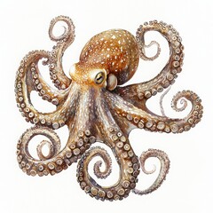 Obraz premium Colorful and Detailed Illustration of an Octopus in Dynamic Pose