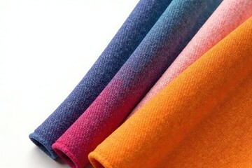 Close-up view of a folded fabric flap against white, image, photography